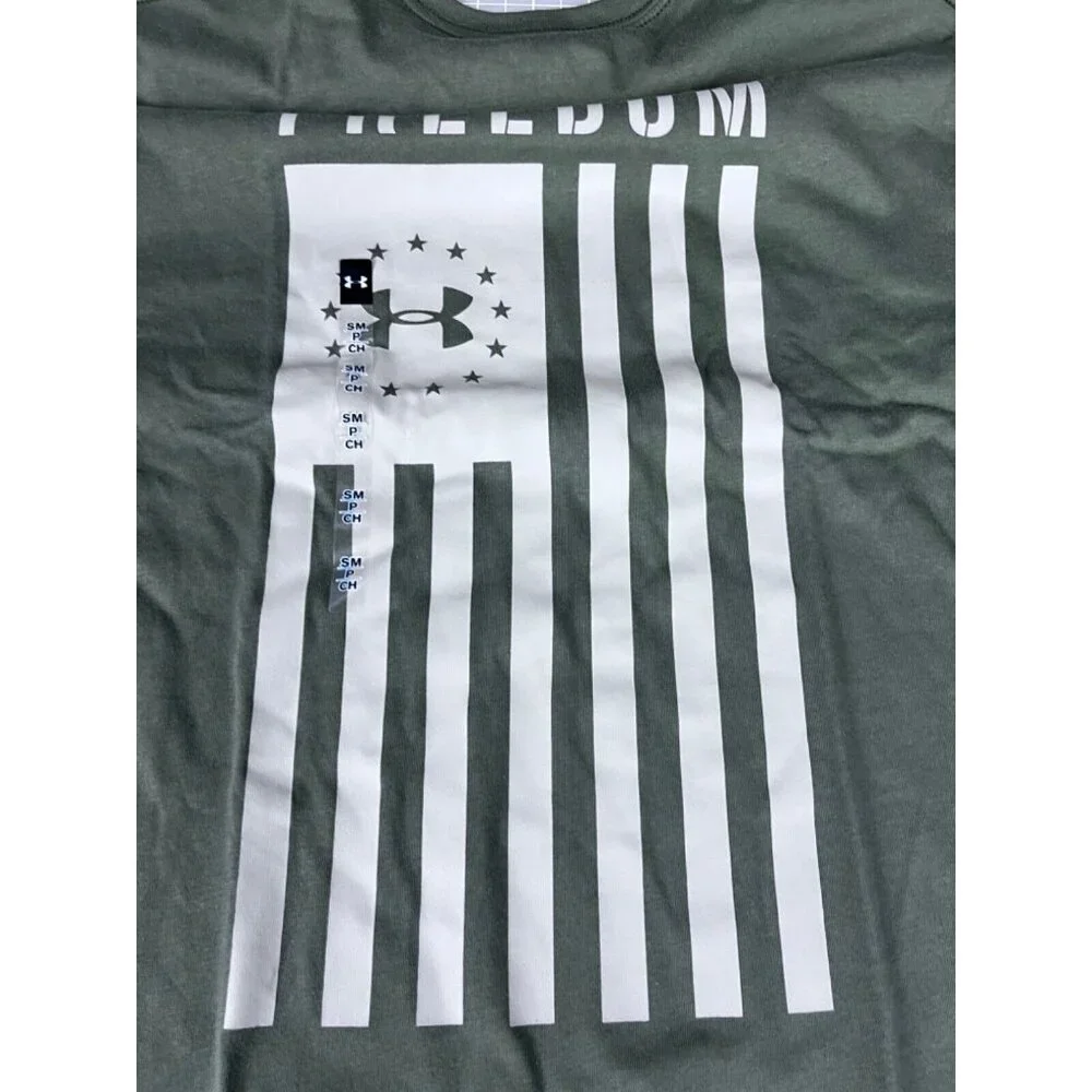 Men's Under Armour Freedom Flag Logo Tactical T Shirt NEW - Picture 7 of 7
